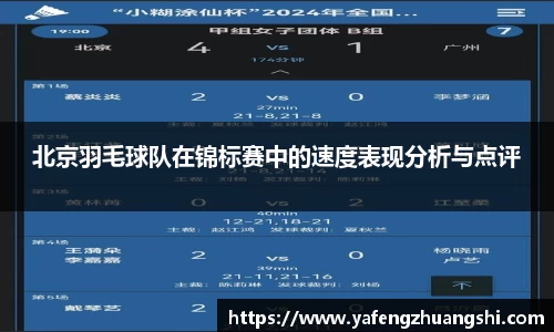 北京羽毛球队在锦标赛中的速度表现分析与点评